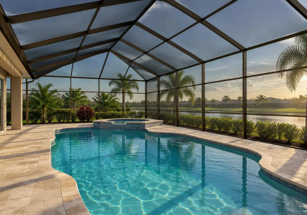 Rescreened pool cage in North Port